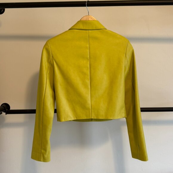 Anthropologie Avec Les Filles Yellow Faux Leather Cropped Blazer XS - Picture 5 of 8